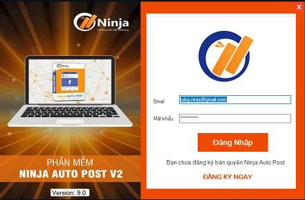 Đăng nhập tài khoản bản quyền vào phần mềm Ninja Auto Post