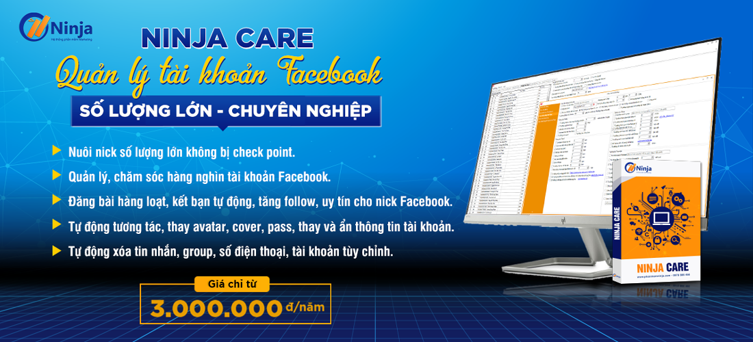 Tăng tương tác facebook với phần mềm Ninja Care