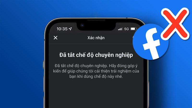 Thành công tắt chế độ chuyên nghiệp trên facebook