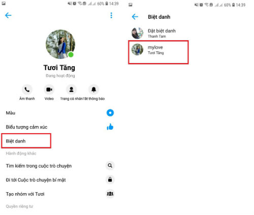 Xóa biệt danh trên Messenger trên điện thoại