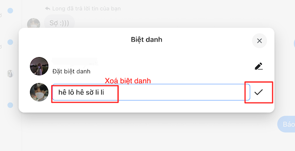 Cách xóa biệt danh trên Messenger bằng máy tính