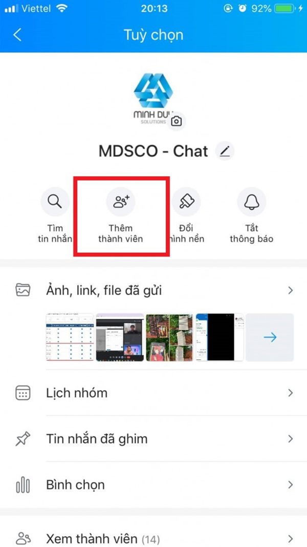 Chọn "Mời vào nhóm bằng link"