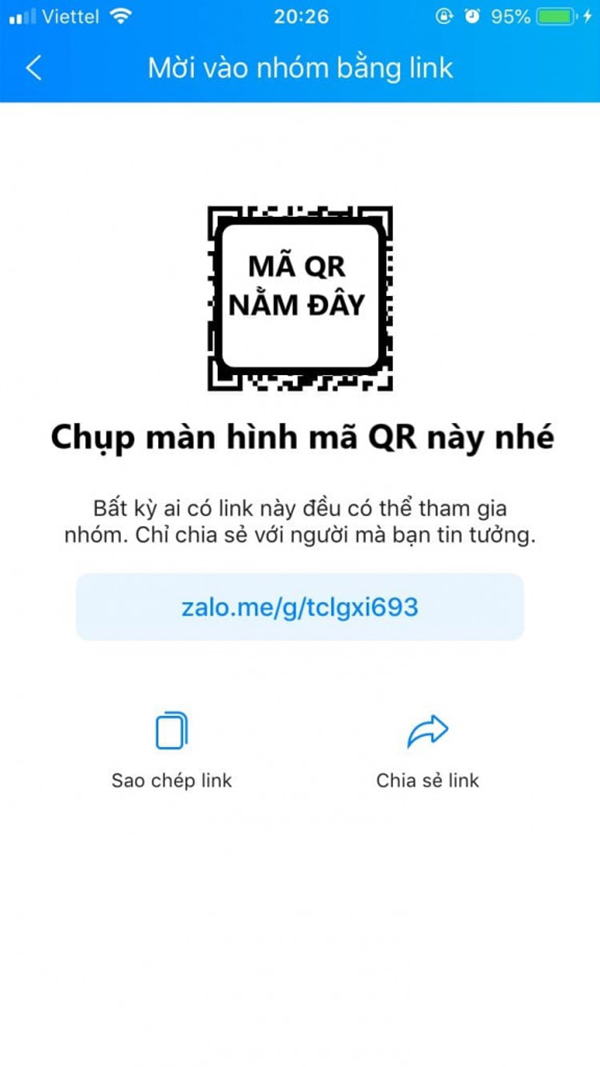 Nhận mã QR của nhóm