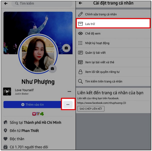 Nhấp chọn dấu 3 chấm ngang