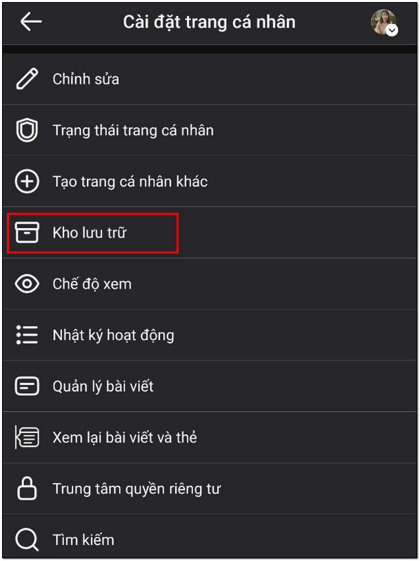 Nhấn vào kho lưu trữ